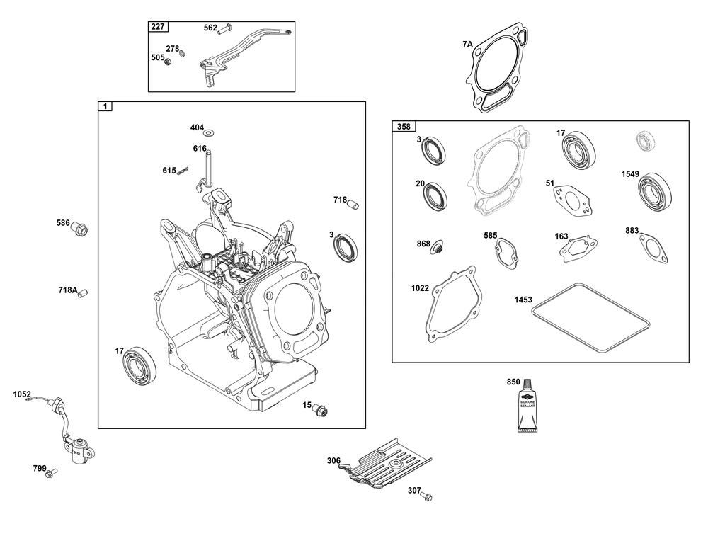 Cylinder Group Diagram and Parts List for 25V337-0055-F1 200000 - 399999 Briggs and Stratton Engine